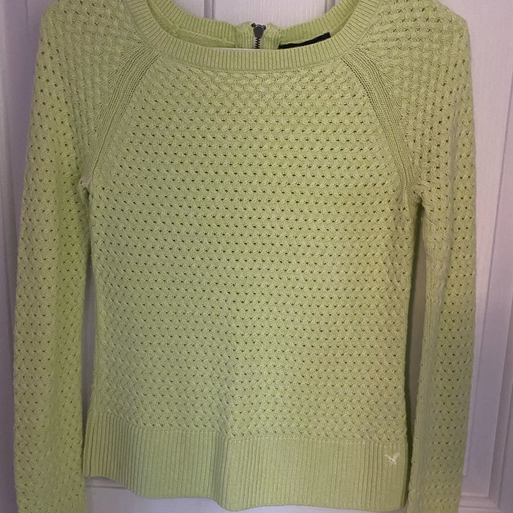 American Eagle Lime Cable Knit Sweater
